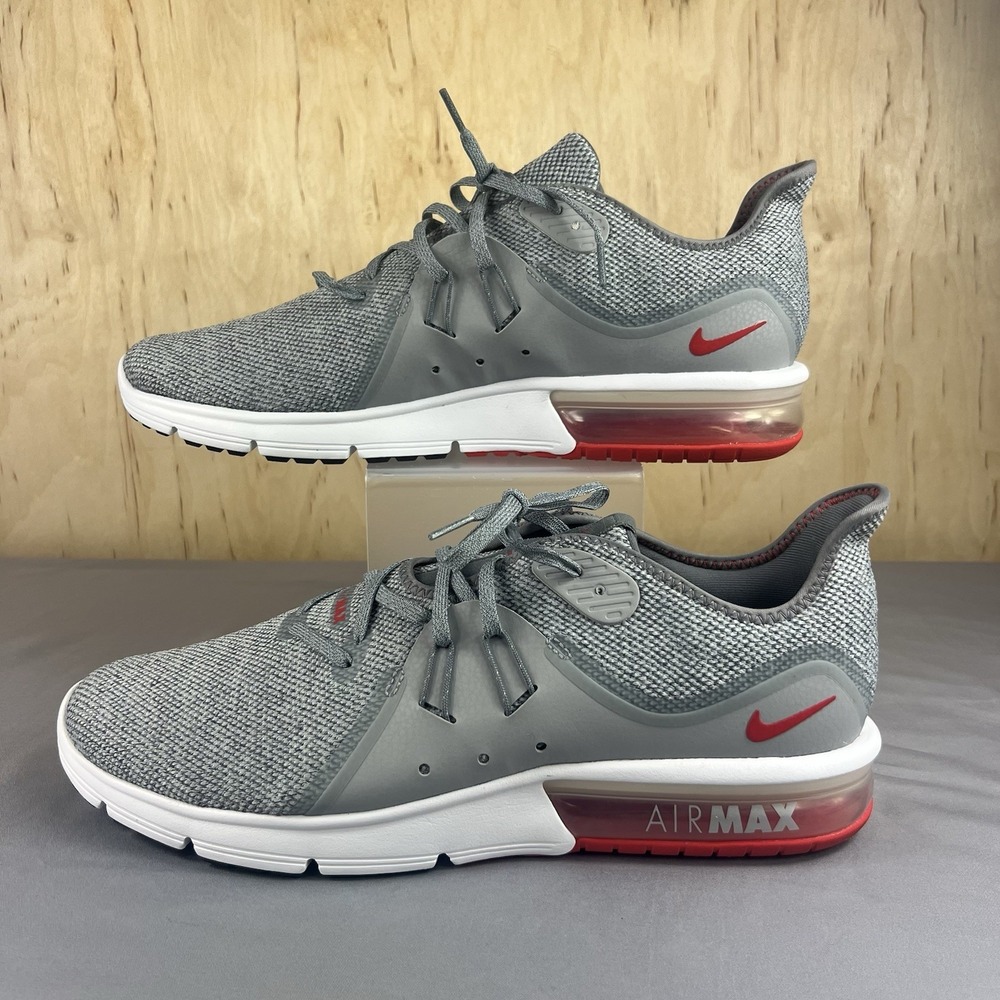 Nike Air Max Sequent 3 Men's Size 13 Gray Red Running Shoes 921694-060